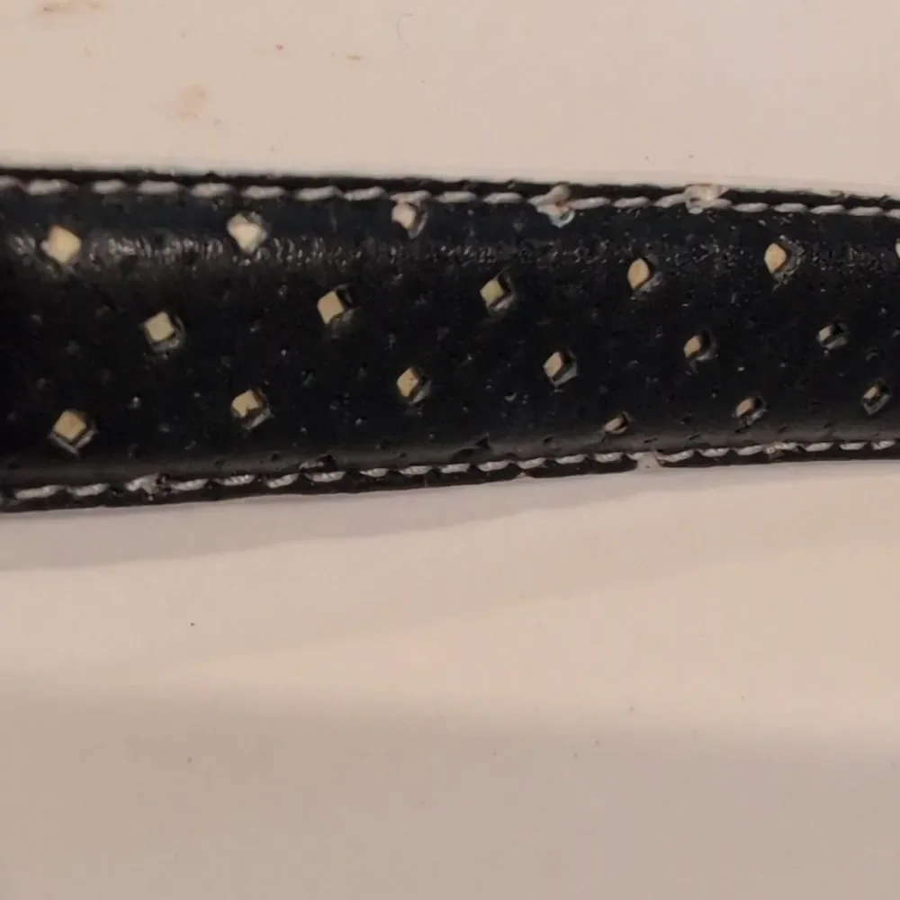 Elegant Lauren Ralph Lauren Black Perforated Italian Leather Women's Belt Size M